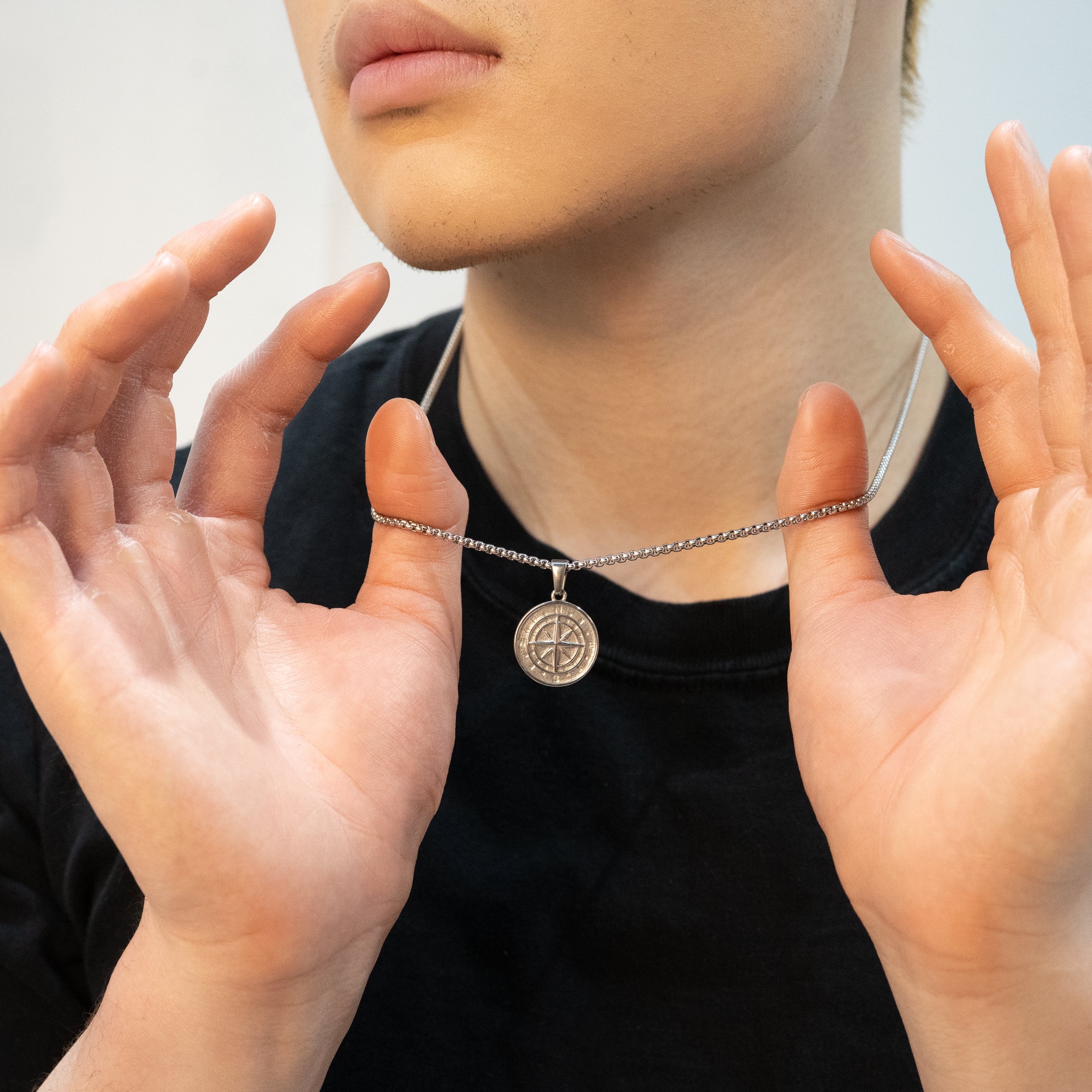 Silver Compass Pendant