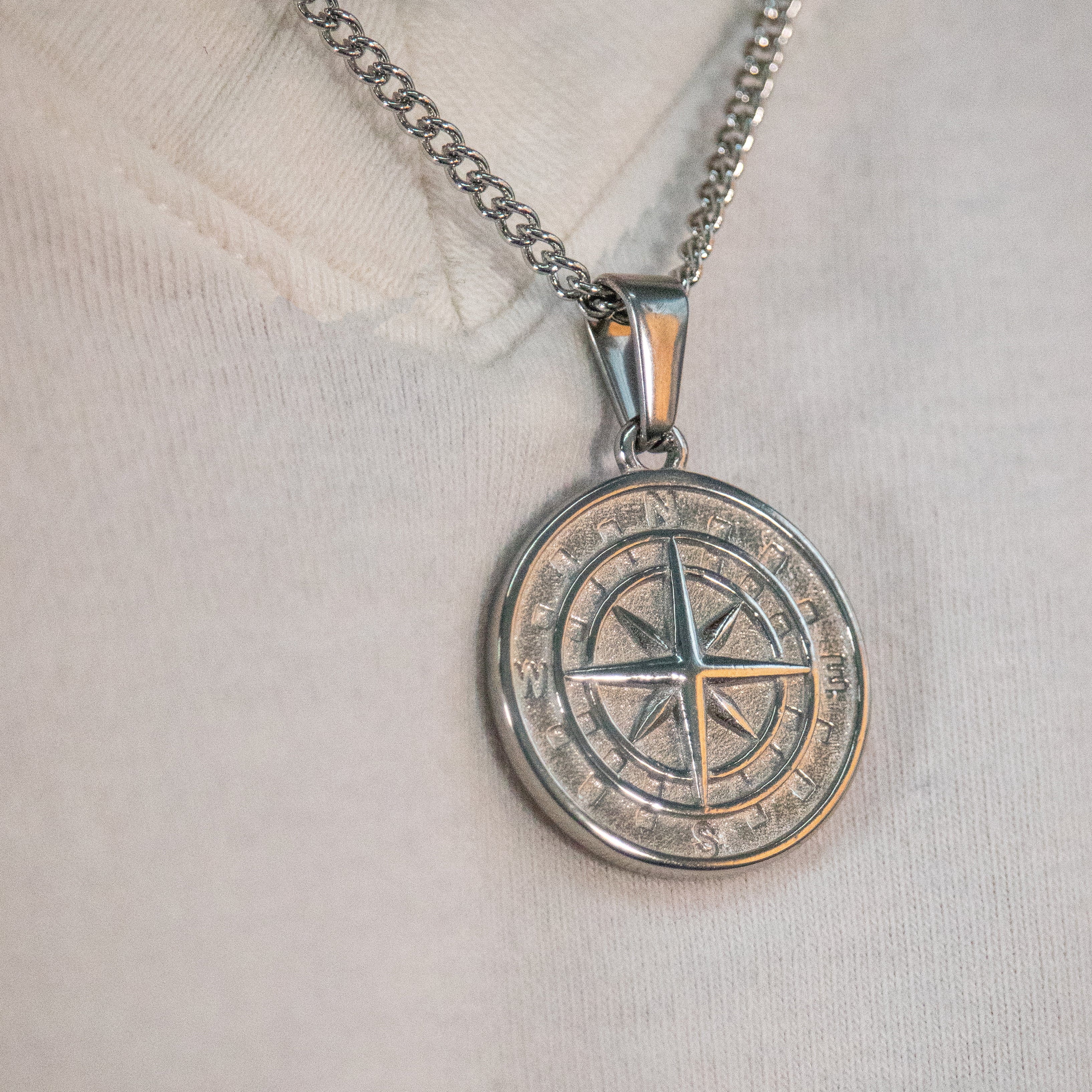Silver Compass Pendant