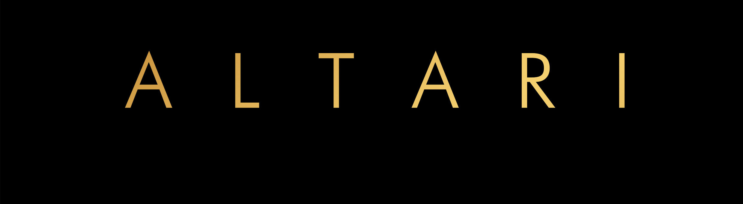 Gold 'ALTARI' logo on a black background