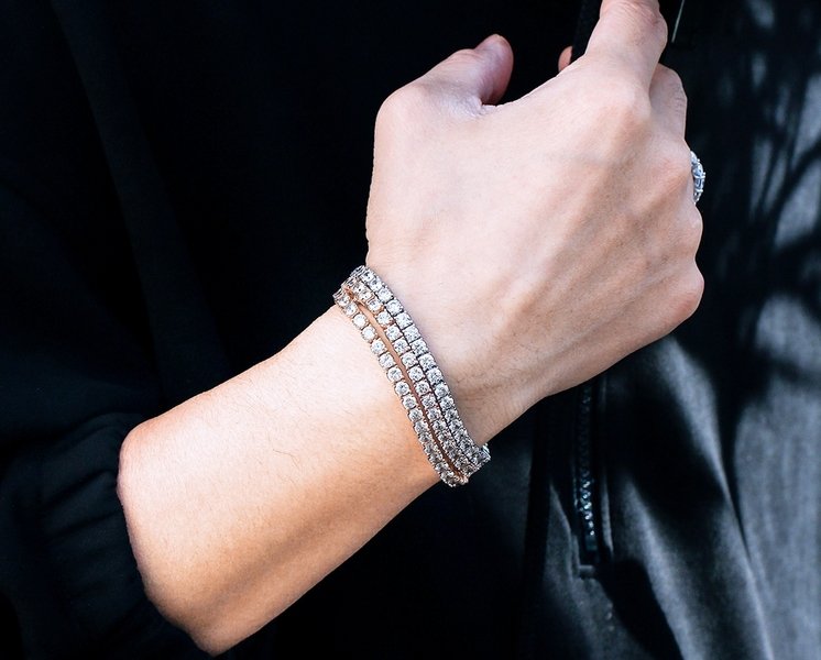18 Karat Iced Out Tennis Style Bracelet - Foreign Jewels