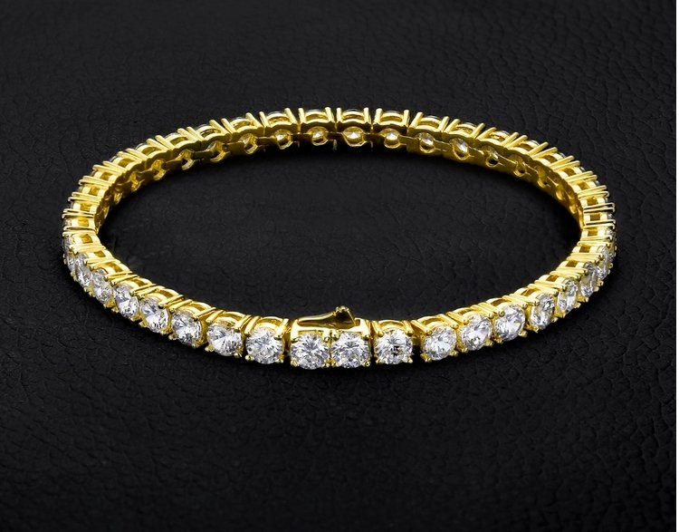 18 Karat Iced Out Tennis Style Bracelet - Foreign Jewels