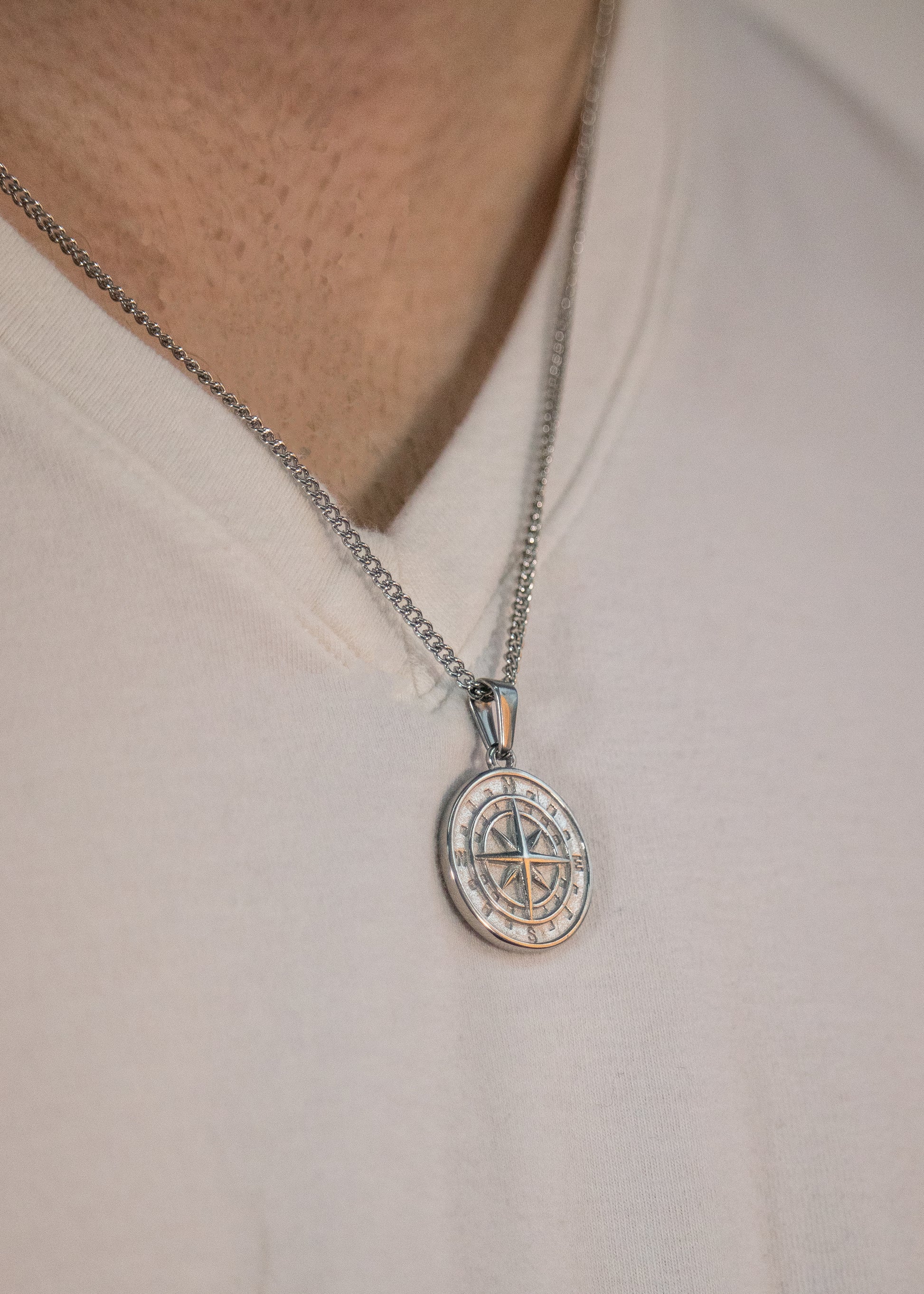 Silver Compass Pendant