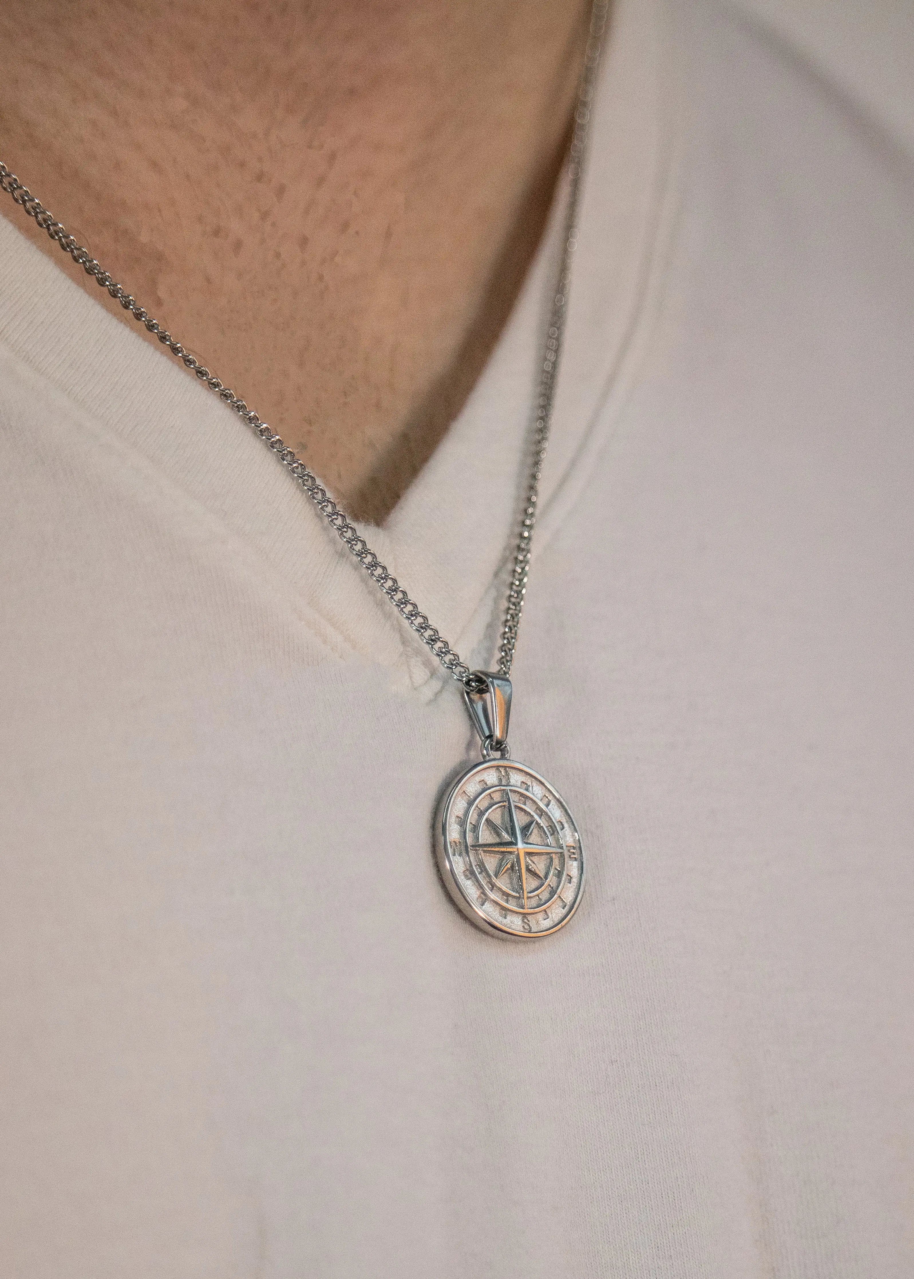 Silver Compass Pendant