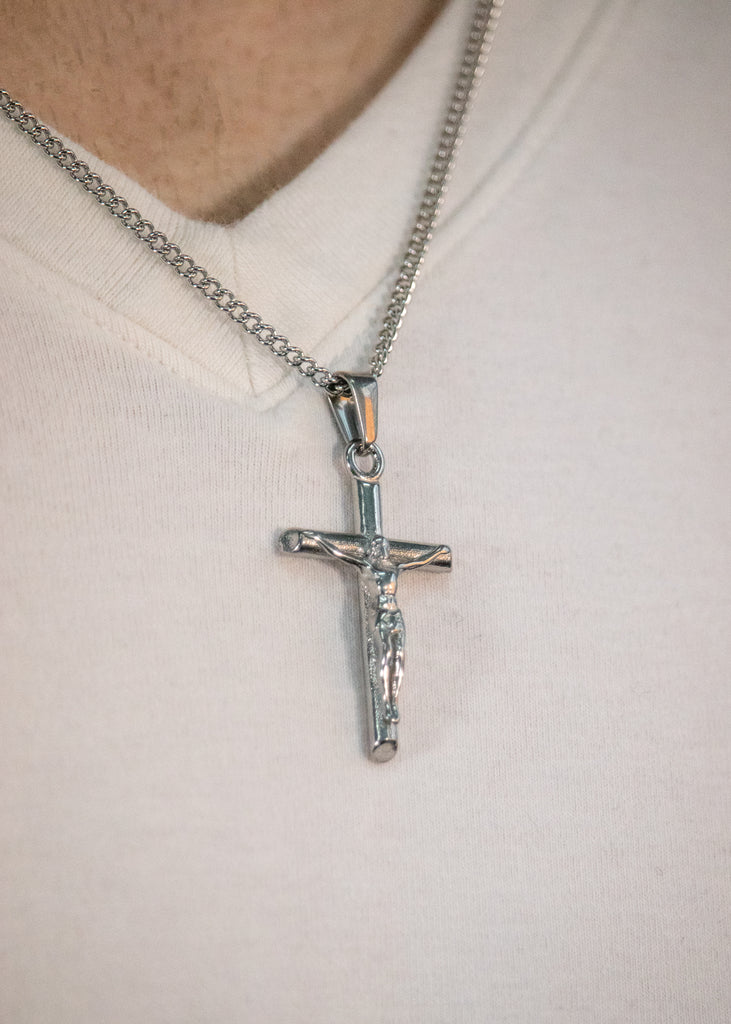 SILVER CROSS NECKLACE
